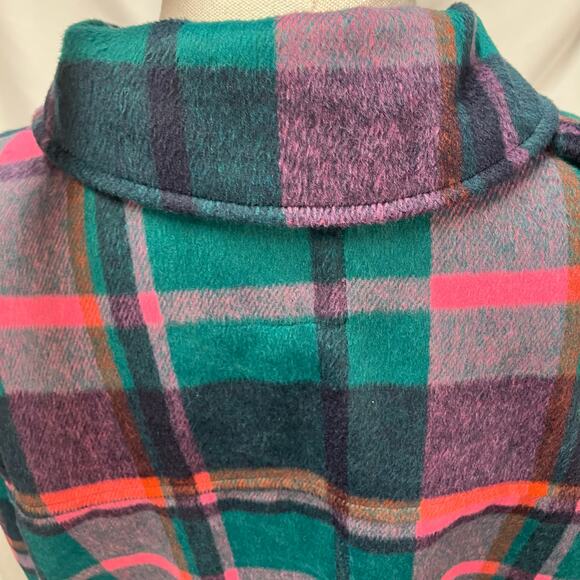 Avec Les Filles Womens 1X Plaid Shacket Green Pink Bright Fall Cozy Soft - Picture 11 of 16